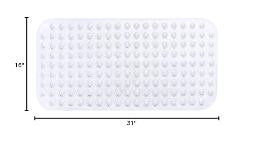Large Non-Slip Bathtub & Shower Mat 31”x16” (Smooth/Non-Textured Tubs Only) Safe, Clean, Machine-Washable, Superior Grip&Drainage, Vinyl, Transparent Clear - color: Transparent Clear, size: Large (31"x16")
