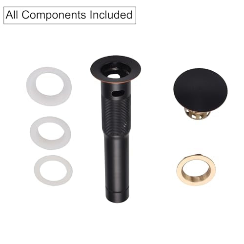 Oil-Rubbed Bronze Bathroom Sink Drain with Overflow - Pop Up Drain Assembly Kit, Brass/Stainless Steel with Detachable Strainer Basket - color: Oil-rubbed Bronze, size: with overflow