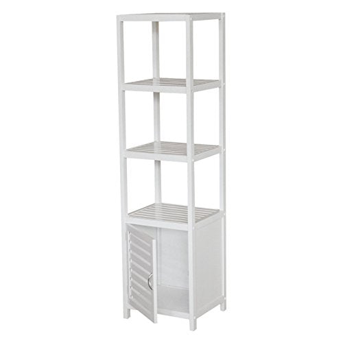 Gallerie Décor Natural Spa Bamboo 5 Shelf Tower/Cabinet, One Size, White