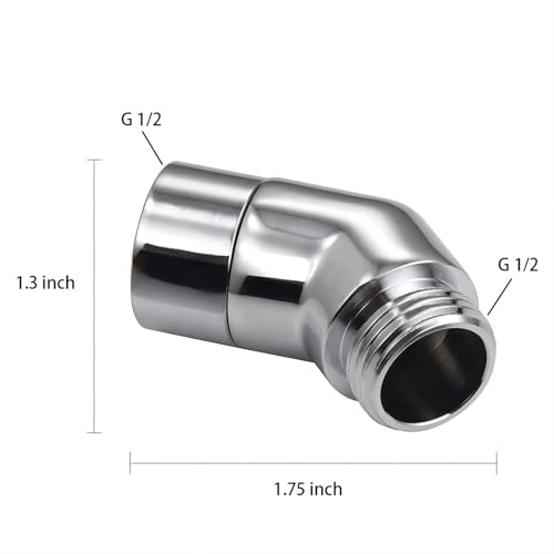 Shower Head Adapter,Solid Brass 135 Degree Shower Elbow Adapter,G1/2" Showers Head Extension Arm Connector (Chrome) (spinable)