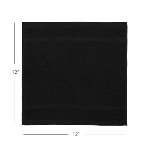 Avalon Towels Black Washcloths Bulk Pack of 36 (12x12 inches) - 100% Cotton Washcloths & Face Towels - Highly Absorbent & Soft Wash Cloths for Showering, Wash Rags for Body & Face Cloths - color: Black