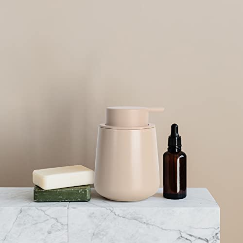 BosilunLife Ceramic Soap Dispenser - Dish Soap Dispenser for Bathroom 12Oz | Refillable Liquid Hand Wash Dispenser for Essential Oil, Lotion Soap, Khaki - color: Khaki