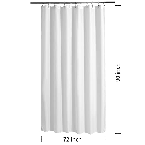 ALYVIA SPRING 72x90 Extra Long Waterproof Fabric Shower Curtain Liner White | 2 Magnets, Soft Cloth & Hotel Quality, Machine Washable, Light-Weight, Extra Long Size - color: White, size: 72"W x 90"L (Pack of 1)