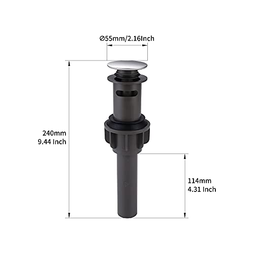 Bathroom Pop Up Sink Drain With Overflow - Vessel Stopper and Strainer for Faucet, Vanity or RV - Chrome - color: Chrome, style: Style A: pop up drain