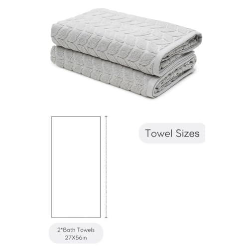 BAGNO MILANO Turkish Cotton Bath Towels, Hand Towels - Soft Plush Jacquard Collection - Highly Absorbent Towel Set (Light Grey, 2 pcs Bath Towel Set) - color: Light Grey, size: 2 pcs Bath Towel Set