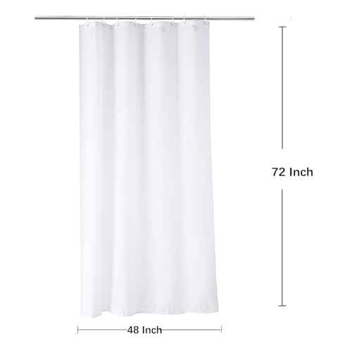 Stall Shower Curtain Liner 48 x 72 Inch, Water Repellent Polyester Bathroom Narrow Fabric Shower Liner for Spa and Hotel Quality, Machine Washable, 48x72 Inch, White - color: White, size: 48"W x 72"L (Pack of 1)