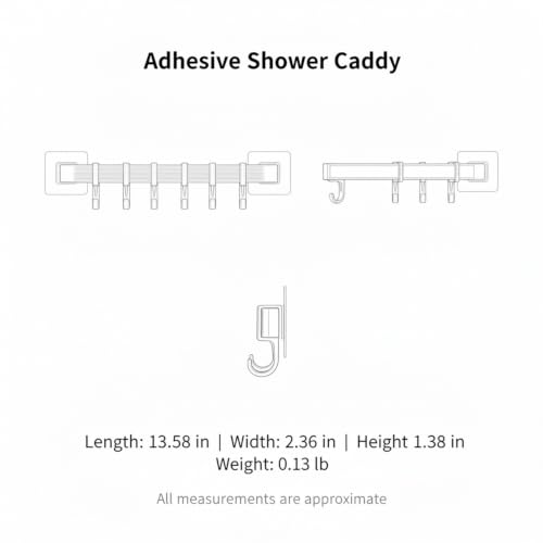 Adhesive Shower Caddy, 13.6-Inch Wide No-Drill Wall Mount Rack for Bathroom & Kitchen, PP Plastic Storage Organizer (1 PC) - color: Tan