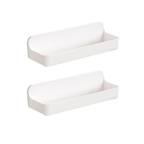 Diesisa Acrylic Wall Mount Organizer, Adhesive Shelves,2Pc Bathroom Shelves | Self Adhesive Shelf, Shower Caddies, No Drilling Hang Wall, Stick on Shelf with 3Pcs Tapes, for Bathroom,Living Room - White - color: 2pcs-white