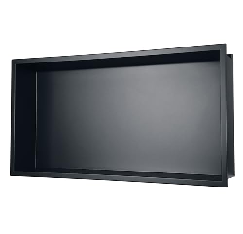 Shower Niche 24"x12",No Tile Needed,Stainless Steel Niche Bathroom for Shower Wall,Matte Black ( 24 x 12 in) - color: Black, size: 12 * 24 in