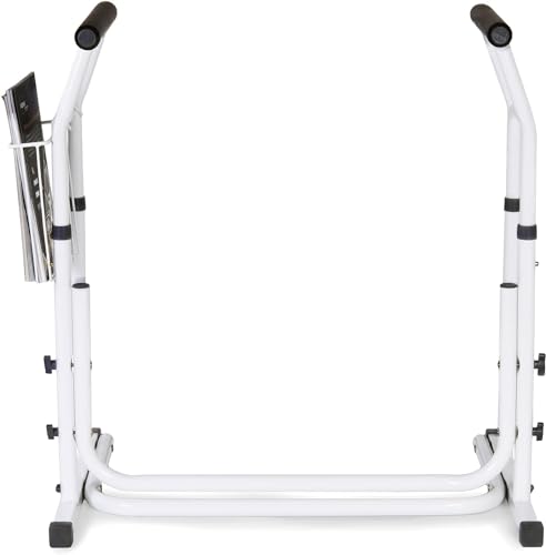 FSA/HSA Eligible, Vaunn Medical Bathroom Patented Height Adjustable Height Toilet Rail Grab Bar and Commode Safety Frame Handle