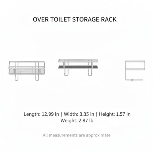 Over Toilet Storage Rack, Iron Bathroom Shelf with Baked Enamel Finish, Wall Mounted Vertical Organizer for Small Bathrooms, 13-Inch Width (1 PC) - color: Black