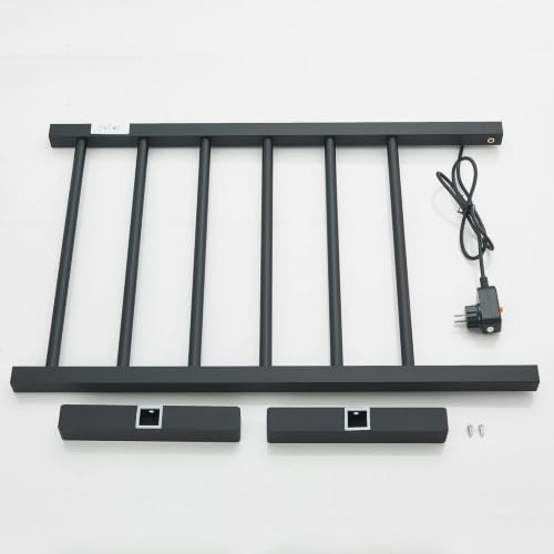 Freestanding Heated Towel Rack Matte Black | 6 Bars Electric Towel Warmer with Digital Timer Control Wall Mount & Floor Standing 2 in 1 Towel Drying Rack for Bathroom - size: 53*80