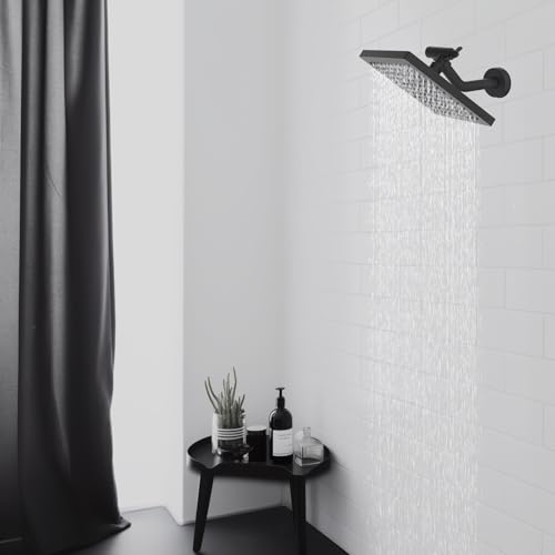 Hibbent All Metal Shower Head Elbow Adapter, 360 ° Adjustable Swivel Brass Shower Head Adapter, Stainless Steel Shower Arm Extension for Fixed and Rain Showerhead, Wall Mounted, Matte Black - color: Matte Black