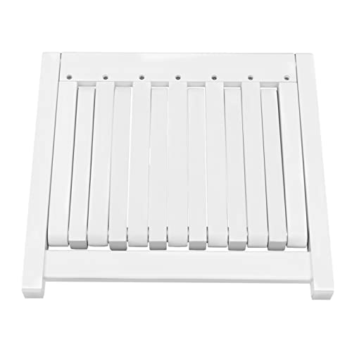 Foldable Wall-Mounted Chair, 330.69 Bearing 90° Foldable 3CM Thickness Solid Wood Invisible Shoe-Changing Stool with Support Legs for Various Occasion (White)