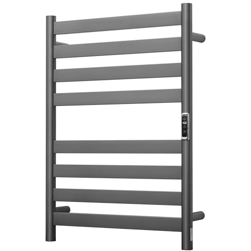 Heated Wall Mounted Electric Towel Warmer Rack,Timer & Temperature Control, 8 Bar Stainless Steel Towel Heater for Bathroom (Gunmetal Grey, 8 Bars) - color: Gunmetal Grey, size: 8 Bars