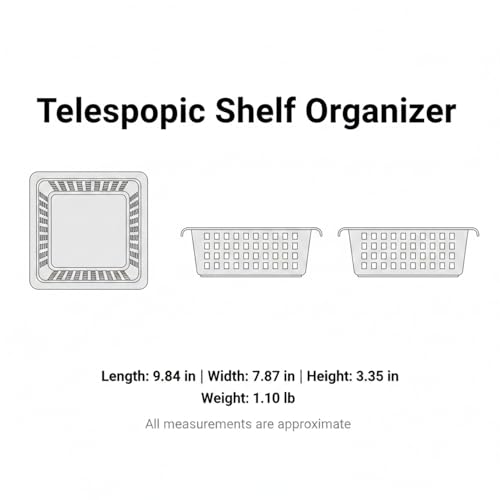 Adjustable Telescopic Cabinet Shelf, Tool-Free Under Sink Organizer Rack, Carbon Steel and PP Plastic Storage Solution for Kitchen and Bathroom - size: 9.84 x 7.87 x 3.35 in