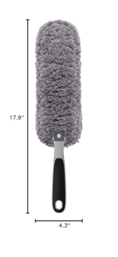 MR.SIGA Lint Free Microfiber Duster, Washable Duster for Household Cleaning | Microfibre hand duster, machine washable feather duster, dusters for cleaning, non slip handle, replaceable head