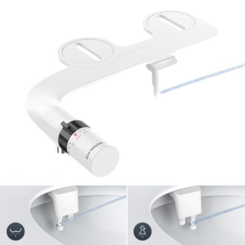 Bidet Attachment for Toilet Seat Sprayer - Non Electric Dual Nozzle with Cold Water - Self Cleaning Toilets Bathroom Spray for Butt Wash - Easy Slim Adjustable Pressure Control Rv Bidets Gifts - color: Black