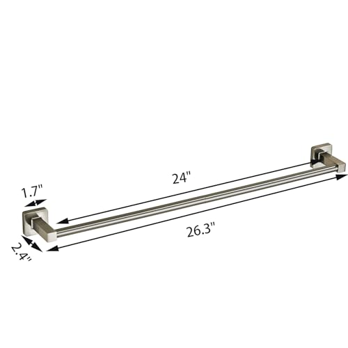Bathroom Wall Mounted Towel Rack,24 Inch Brushed Nickel Towel Bar with Stainless Rack and Hand Towel Holder, Shower and Bath Towel Racks for Bathroom Wall(Total Length 26-Inch) - color: Brushed Nickel, size: 24In
