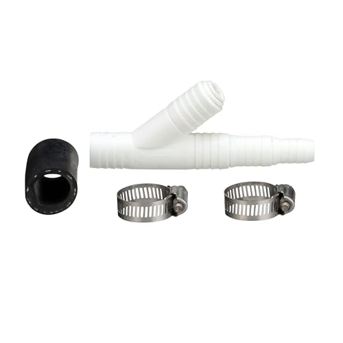 Watts Premier Universal Dishwasher / Drain Line to Garbage Disposal Adapter for Reverse Osmosis Systems, Push-In Fitting & Barb, Hose Coupler, Marine Stainless Steel Hose Clamps, No Drilling Required