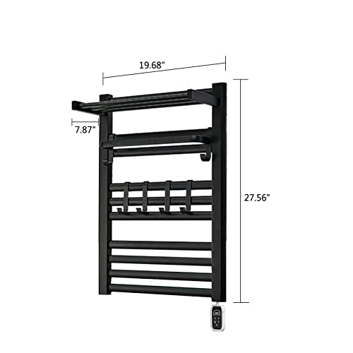 Towel Warmer Wall Mount, Heated Towel Rack with Built-in Timer 12 Bars Electric Matte Black Stainless Steel Heated Towel Warmer for Bathroom, Hot Plug-in Bath Towel Heater Brushed Nickel