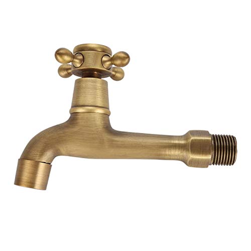 European Wall Mounted Vintage G1/2" Solid Brass Faucet Single Cold Water Tape for Kitchen Sink Mop Pool(L)