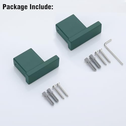 RANDOM Dark Green Towel Hooks for Bathrooms Square Shower Hooks Stainless Steel Wall Mount Coat Hooks.96009-8DKG - color: Single Hook-Dark Green