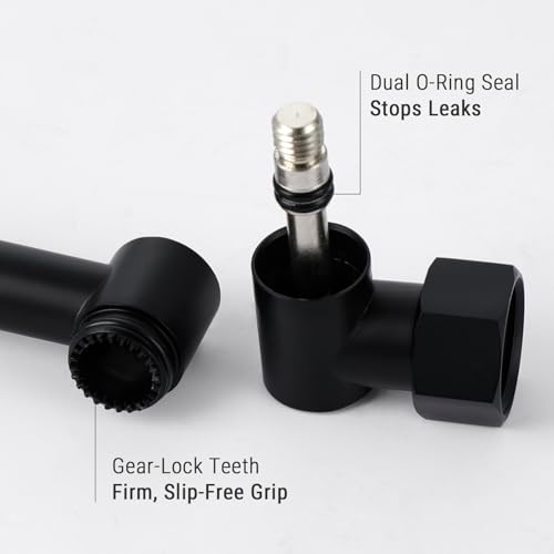 G-Promise All Metal Shower Head Extension Arm (Matte Black, 9.5 INCH) | Rise or Lower Shower Head, Height & Angle Adjustable Extender, Anti-Leak, Firmly Secure Shower Head, Easy to Install - color: Matte Black