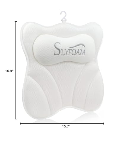 Bath Pillow, Bathtub Pillow with Anti-Slip Suction Cups, 4D Mesh Soft Spa Bath Tub Pillow Headrest, Bath Pillows for Tub with Neck and Back Support Fits Bathtub Spa Tub Jacuzzi, Fathers Day Dad Gifts