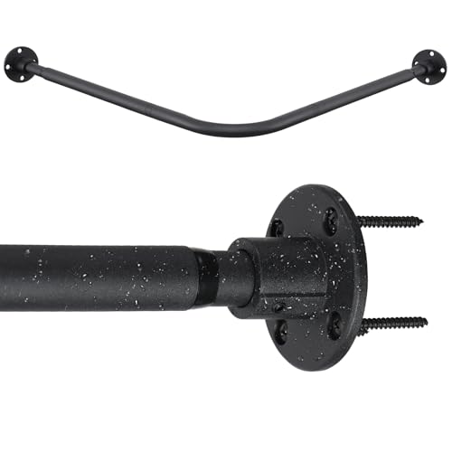 Corner Shower Curtain Rod, 30"-51.2" x 30"-51.2" Adjustable L Shaped Shower Curtain Rod, Industrial Shower Pole Wall Mounted for Bathroom,Closet,Room Divider,Outdoor Patio, Black