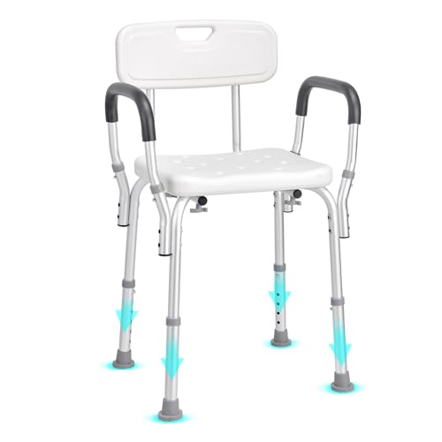 VEVOR Shower Chair, Shower Seat with Back, Adjustable Height Shower Stool, Shower Chair for Inside Shower Bathtub, Non-Slip Bathroom Bench Bath Chair for Elderly Disabled Handicap, 350 LBS Capacity - color: Shower Chair
