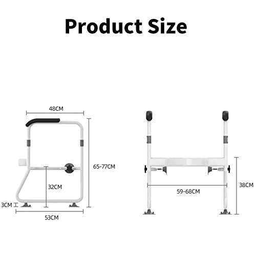 Free Standing Toilet Frame, FoldableToilet Armrest,Adjustable Height Heavy Bathroom Toilet Safety Rail for Disable Fit All Toilets