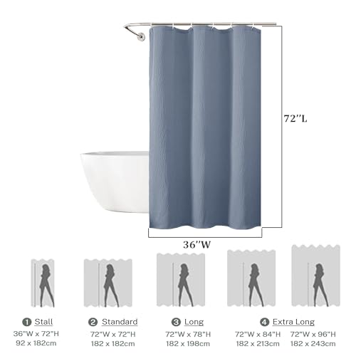 Aiyufeng 3D Textured Sky Blue Small Shower Curtain for Bathroom, Fabric Shower Curtain Heavy Duty Cloth, Stall Size Narrow Bathroom Curtains, Machine Washable, 36x72 Inches - color: Sky Blue, size: 36"W x 72"L (Pack of 1)