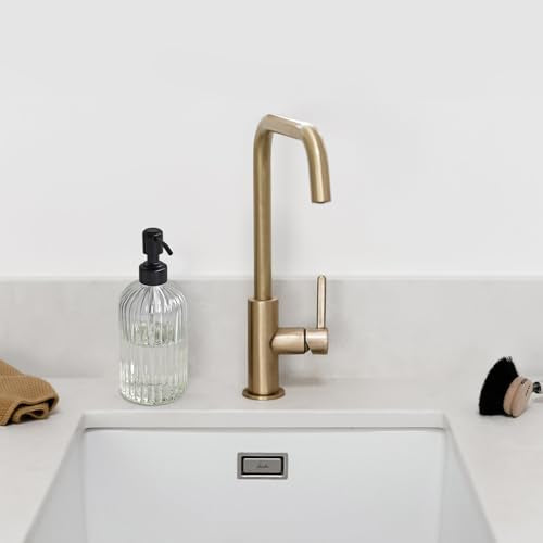 JASAI 18Oz Simple Glass Soap Dispenser with Black Rust Proof Pump. | Refillable Kitchen soap Dispenser with Vertical Stripe, Bathroom Soap Dispenser for Dispense Hand soap, Dish Soap, Lotion. - color: Clear-black Pump, size: 1 Pack