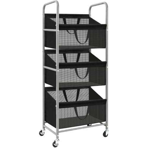 STO STO 3-Tier Vertical Rolling Laundry Hamper, Removable Bags, Black Mesh | 120L Capacity, Space-Saving Vertical Design, Rust-Resistant Steel Frame, Lockable Wheels, Ideal for Apartments & Small Spaces - color: Black Mesh, size: 3-Tier