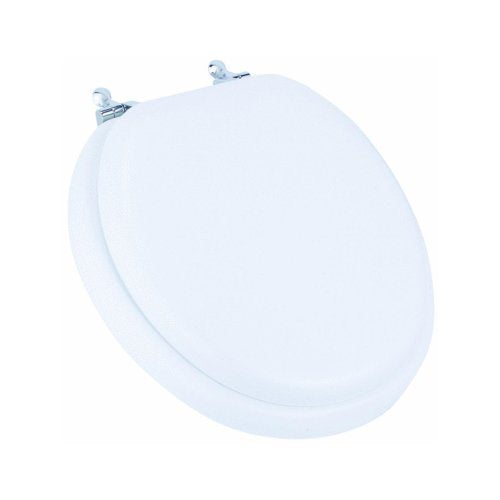 MAYFAIR 13CP 000 Soft Toilet Seat with Chrome Hinges, ROUND, Padded with Wood Core, White