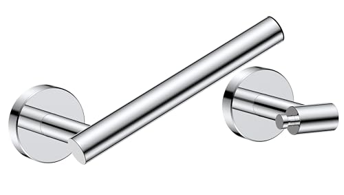 FORIOUS Commercial Toilet Paper Holder Wall Mount Bathroom Tissue Holder | Chrome | SUS304 Stainless Steel Rustproof | Double Post Pivoting Toilet Paper Roll Holder | Screw-In | Round Base - color: Chrome