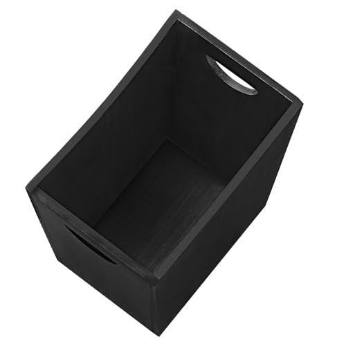 SEHERTIWY Wood Trash Can, Farmhouse Wastebasket Bin for Bathroom, Office, Bedroom, Living Room, Small Square Rustic Garbage Container (Wood-Black) - color: Black