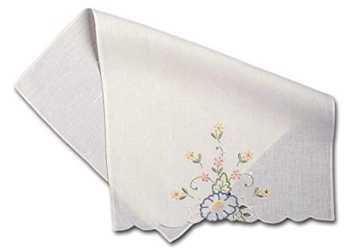 Pure Linen Fingertip Guest Towel Bath Linens | Vintage Hand Embroidery, Ecru | Pack of 2