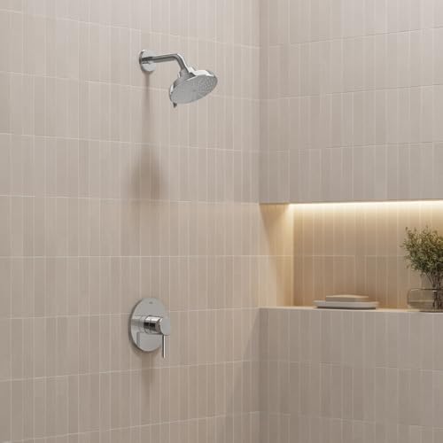 GROHE Aquabooster Tempesta 140 High Pressure Shower Head, Multi-Spray – 1.75 GPM Round Fixed Wall Mount, StarLight Chrome 1117460000 - color: StarLight Chrome