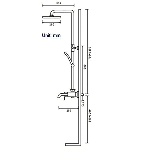Rose Gold Bathroom Rainfall Shower Faucet Set, Overhead Shower, Hand Shower with 1.5M Hose and Bracket Wall Mount Hand Spray Mixer Tap Faucet Head Set