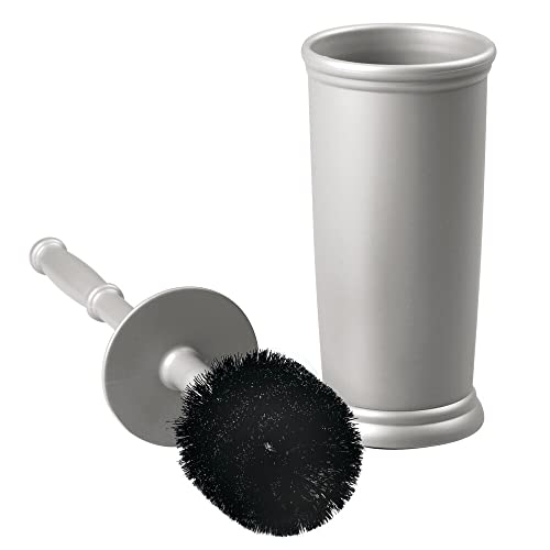 mDesign Hidden Plunger and Brush Set for Toilet Bowl - Modern Toilet Brush and Plunger Set - Brush Cleaner and Plunger Combo with Holder Caddy for Bathroom - Hyde Collection - Set of 2 - Gray - color: Gray
