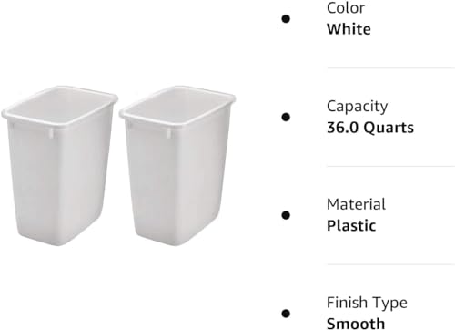 Rubbermaid 2806TP-WHT 36QT Open Wastebasket, White (Pack of 2)