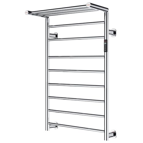 Heated Towel Rack Foldable Smart Dual-Zone App No-Drill Chrome CA3 - color: Chrome, size: Pro-11Bar H43.31 x W21.65