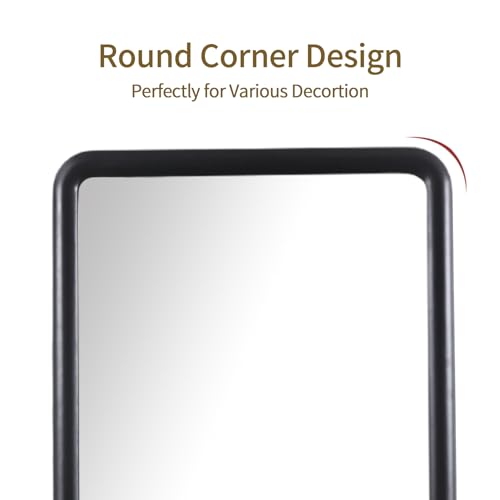 Black Medicine Cabinet, 18x26.5 Inch Wood Framed Mirror, Fully Assembled Recessed or Wall Mount Wood Cabinet with 2 Storage Shelves, Fully Assembled - color: Black
