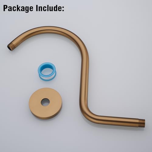 RANDOM S Shaped Shower Head Riser Pipe,Goose Neck Shower Arm 13 Inch Shower Head Extension Arm with Flange,Standard 1/2" Connection,Champagne Bronze.RD-91098-13CB - color: Champagne Bronze