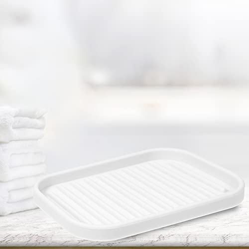 VOCOSTE Silicone Soap Dish, White, 13.5x9cm | Soap Cleaning Storage, Keep Soap Dry, For Home Bathroom Kitchen - color: White