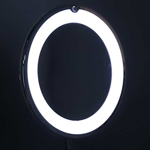 Asixxsix Lighted Makeup Mirror, 10X Magnification LED Fill Light Magnifying Mirror Vanity with Flexible Gooseneck for Bathroom Suction Cup Installation Portable Design