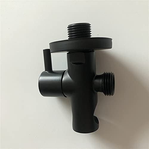Handheld Shower Head Holder with Hose Connector Shower Head Shut Off Valve Shower Wand Holder Wall Mount Hand Held Shower Handle Sprayer Holder Toilet Bidet Spray Head Bracket Matte Black - color: Black