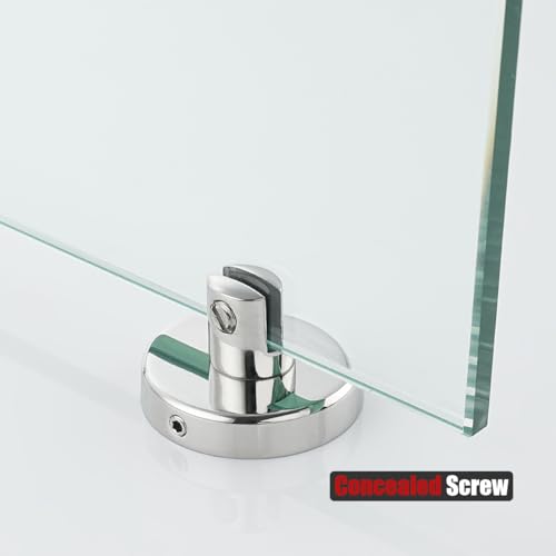 JQK Bathroom Glass Shelf Chrome, Tempered Glass Shower Storage 8 by 5 inches, 304 Stainless Steel Polished Chrome Wall Mount, TGS101L8-CH - color: Chrome, size: 8 Inch (1 Pack)